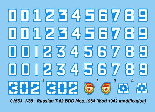 Trumpeter MILITARY MODEL Trumpeter 1/35 Russian T62 BDD Mod 1984 (Mod 1962 Modification) Tank Kit