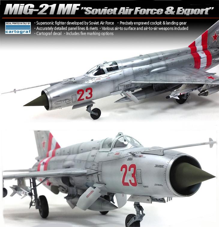 Academy MODEL AIRCRAFT Academy 1/48 MiG21MF Soviet Air Force & Export Supersonic Jet Fighter Kit