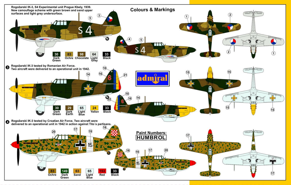 Admiral Models MODEL AIRPLANES Admiral 1/72 Rogozarski IK3 Yugoslav Fighter (Ltd Edition) Kit