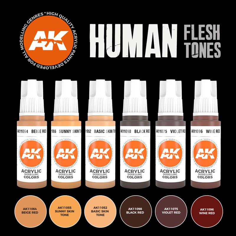 AK Interactive HOBBY PAINT AK Interactive 3G Human Flesh Tones Set