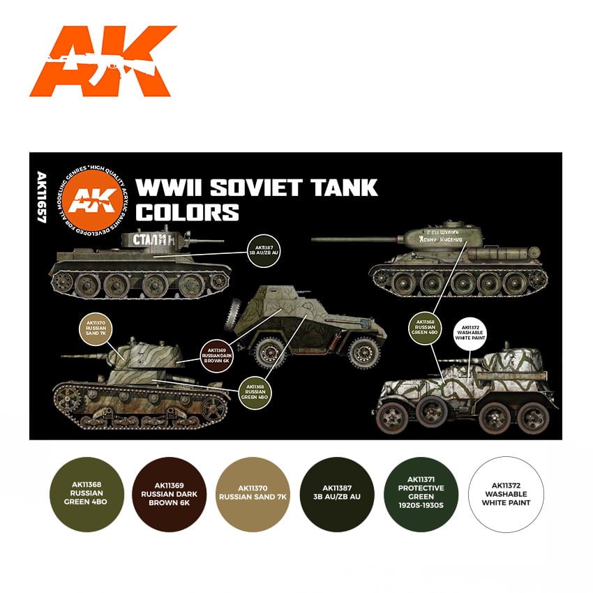 AK Interactive HOBBY PAINT AK Interactive AFV Series: WWII Soviet Camouflage Acrylic Paint Set (6 Colors) 17ml Bottles