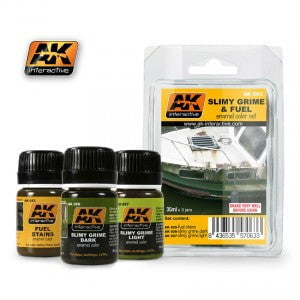 AK Interactive MODEL PAINTS AK Interactive Slimy Grime & Fuel Stains Enamel Paint Set (25, 26, 27)