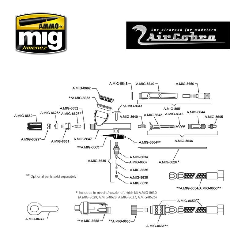 AMMO by MIG Jimenez Airbrush AMMO by Mig 8625 AirCobra 0.3mm Gravity Feed Double Action Airbrush