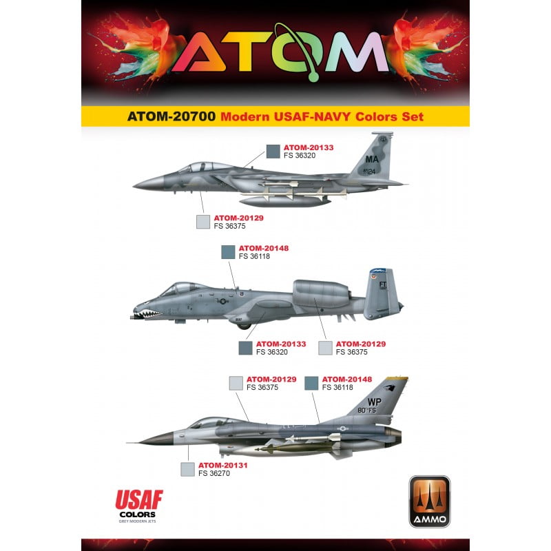 AMMO by MIG Jimenez Airbrush Paint AMMO by MIG ATOM Modern USAF-NAVY Colors Set