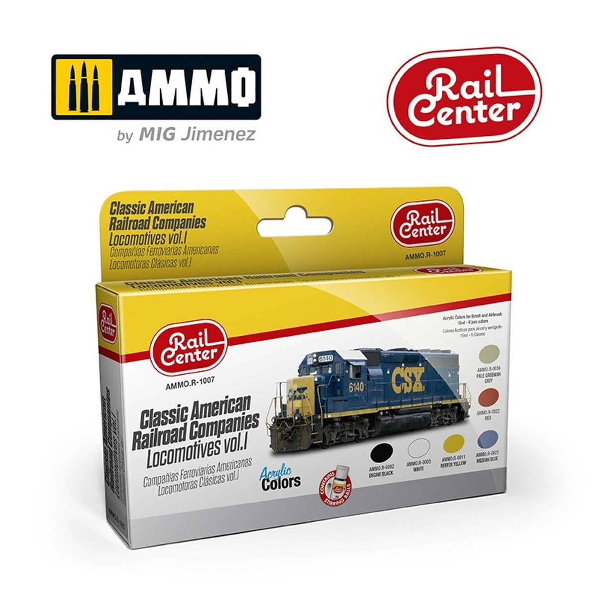 AMMO by MIG Jimenez AMMO R1007 Classic American Railroad Companies - Locomotives Vol. 1 Acrylic Paints By Mig Jimenez