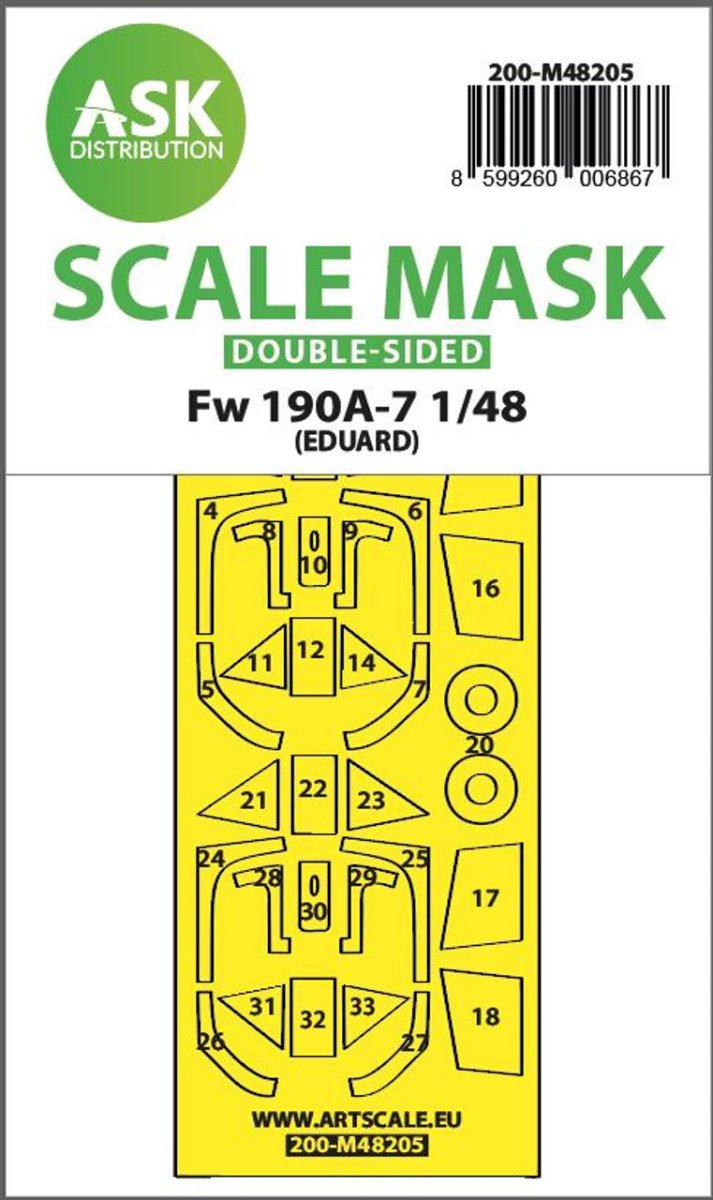 Art Scale Art Scale 1/48 Art Scale Fw 190A-7 double-sided express fit mask for Eduard
