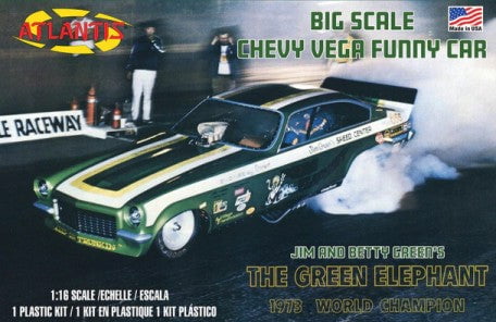 Atlantis MODEL CARS Atlantis Green Elephant Chevy Vega Funny Car (formerly Revell) 1/16