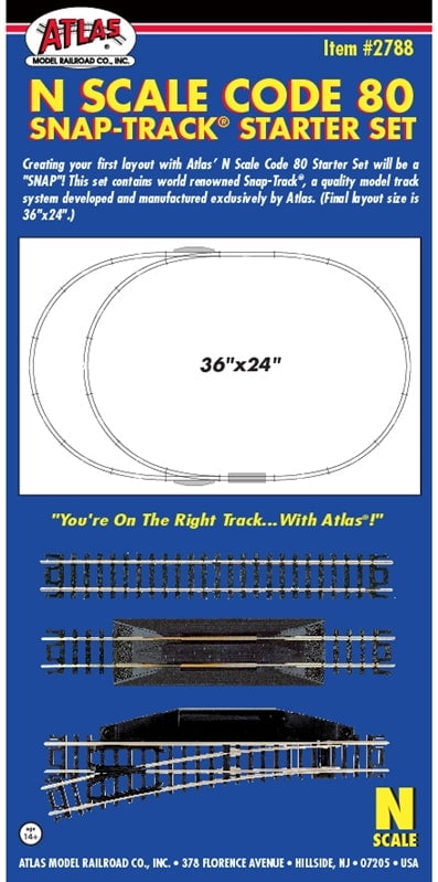 Atlas Code 80 - Track Set Atlas 2788 N Scale Code 80 Snap-Track Starter Set (24)
