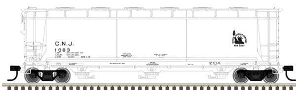 Atlas Covered Hopper Atlas 20004369 HO 3 Bay Cylindrical Covered Hopper Central RR of New Jersey CNJ 1083