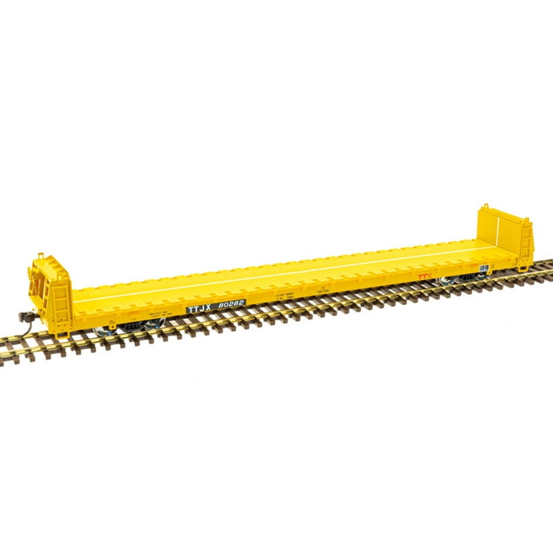 Atlas Trainman Flatcar Atlas Trainman 20006465 HO Scale 62' Short Bulkhead Flatcar Red TTX Logo TTJX 82619