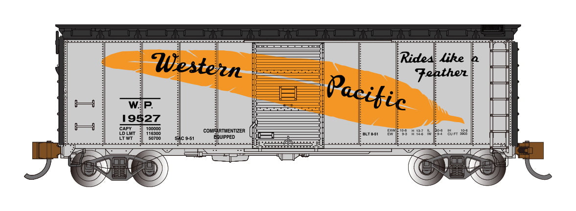 Bachmann Boxcar Bachmann 17062 N Scale 40' Boxcar Western Pacific Feather WP