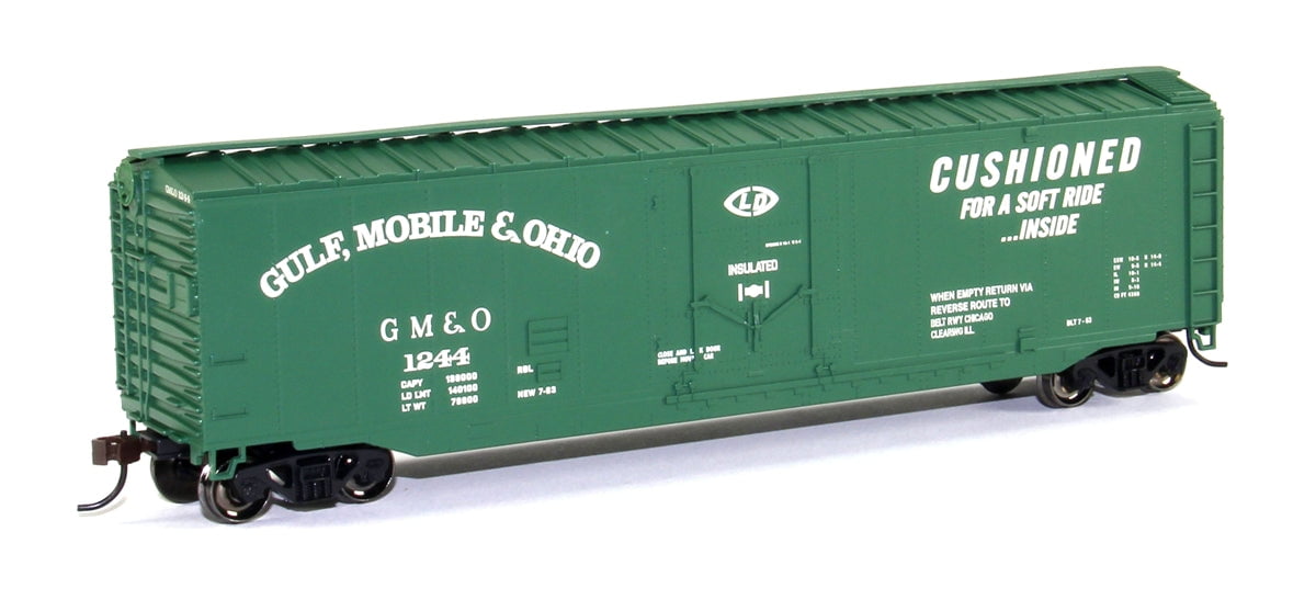 Bachmann Boxcar Bachmann 18032 HO Scale 50' Plug Door Boxcar Gulf, Mobile & Ohio GM&O 1244 - NOS