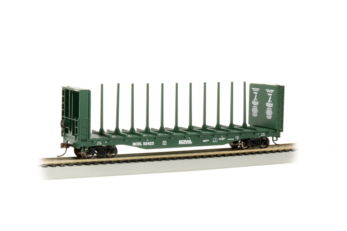 Bachmann Flatcar Bachmann 12901 HO Scale 52' Bulkhead Flatcar British Columbia BC RAIL 52423