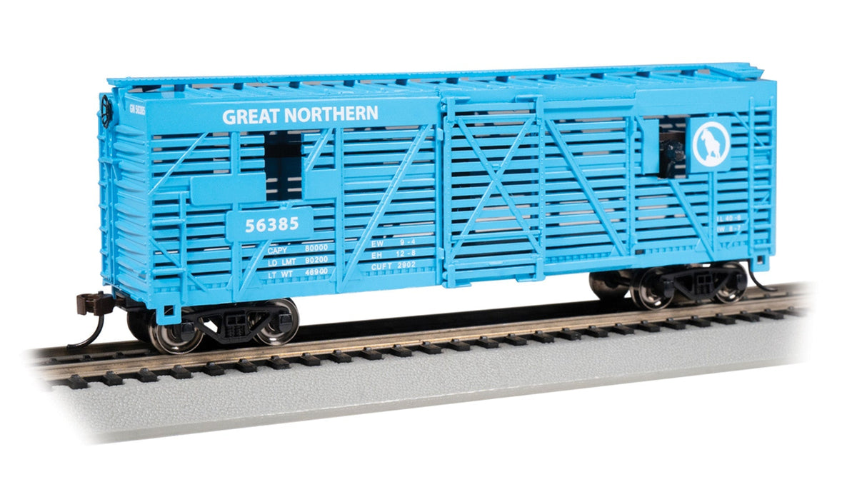 Bachmann Stock Car Bachmann 19714 HO Scale 40' Animated Stock Car with Cattle Great Northern GN 56385