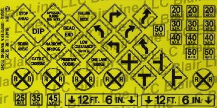 Blair Line MODEL TRAINS Blair Line N Highway Signs -Warning #3 1948-Present (black, yellow)