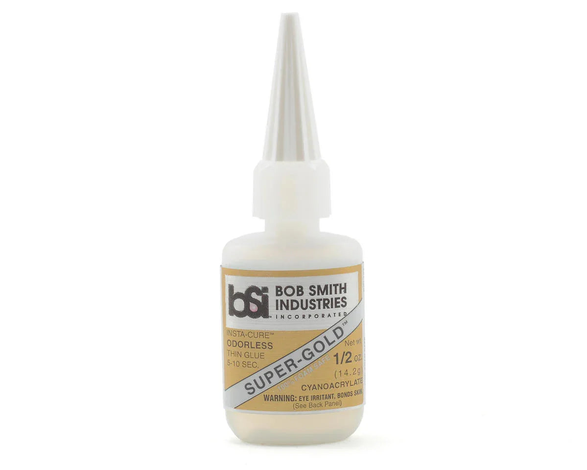 Bob Smith Industries Accessories Bob Smith Super-Gold Odorless Foam Safe Thin CA Glue 1/2oz