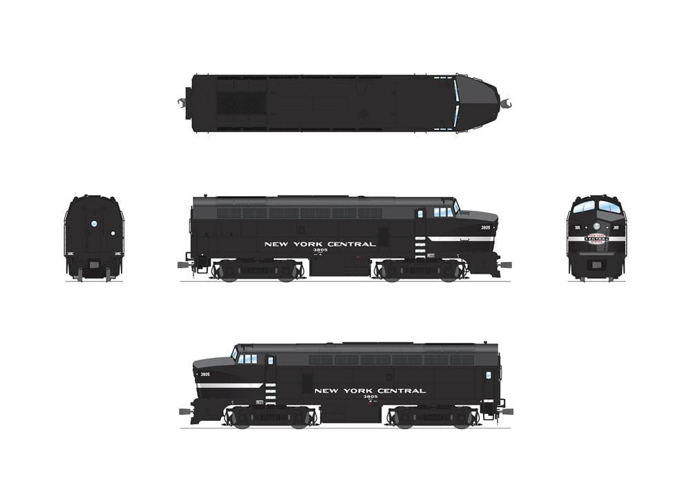 Broadway Limited Imports Diesel - Four Axle BLI 7696 HO Scale Baldwin RF-16 A/B Set Sharknose Diesel New York Central NYC 3805/3707 - Paragon4