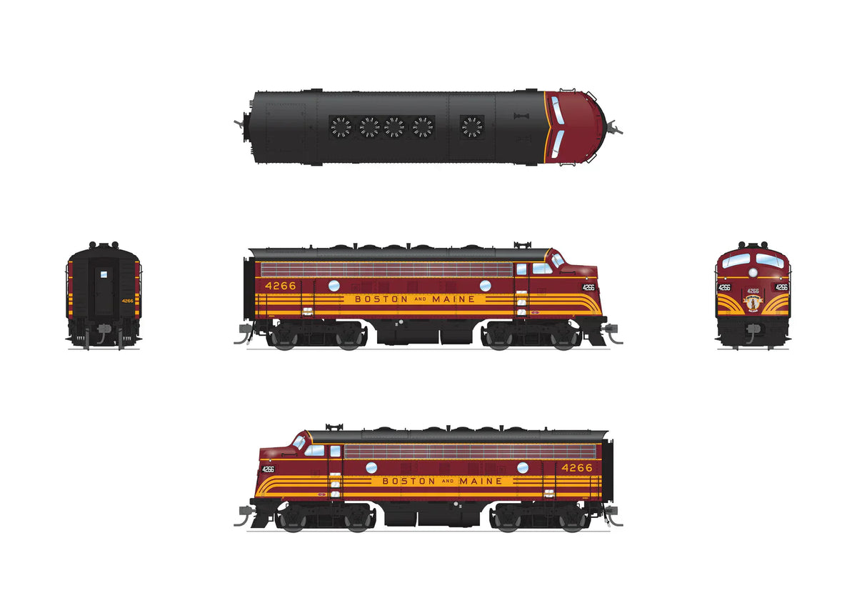 Broadway Limited Imports Diesel - Four Axle BLI 8302 HO Scale EMD F7A Boston & Maine B&M 4266 Stealth - DC