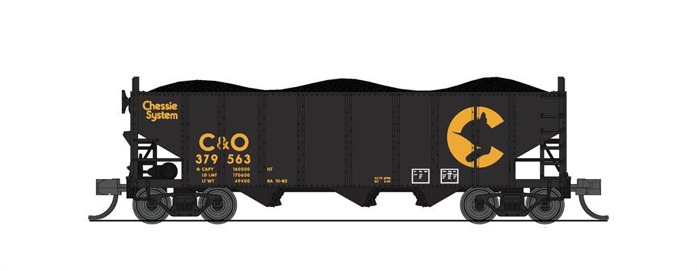 Broadway Limited Imports Open Hopper BLI (Broadway Limited Imports) 7154 N Scale 3 Bay Hopper Chessie System C&O 2 Pack A
