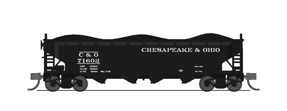 Broadway Limited Imports Open Hopper Broadway Limited Imports 7427 N Scale 70 Ton H7-13 Hopper C&O 4 Pack B