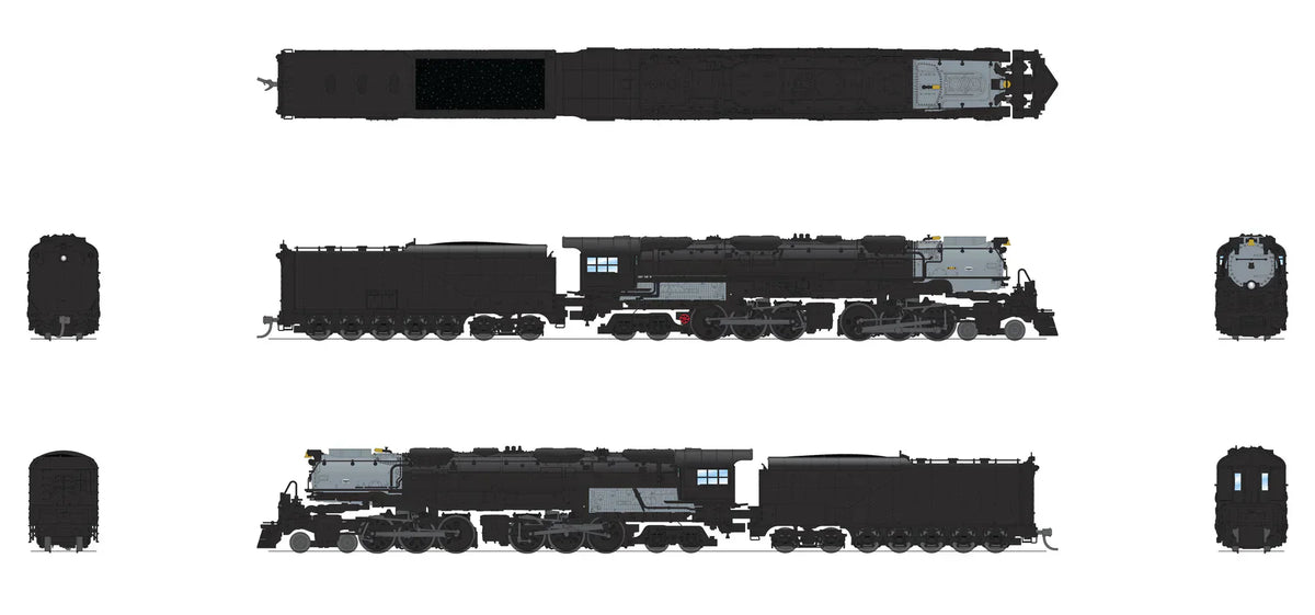 Broadway Limited Imports Steam Loco - 4-6-6-4 BLI 6991 N Scale 4-6-6-4 Challenger Steam Loco with Coal Tender Unlettered - Paragon4 (DC/DCC/Sound/Smoke)