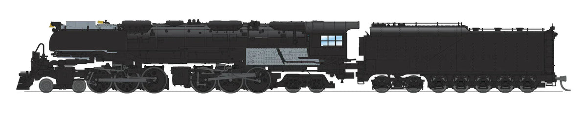 Broadway Limited Imports Steam Loco - 4-6-6-4 BLI 6992 N Scale 4-6-6-4 Challenger Steam Loco with Oil Tender Unlettered - Paragon4 (DC/DCC/Sound/Smoke)