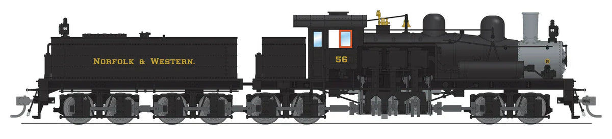 Broadway Limited Imports Steam Loco - Shay BLI 8256 HO Scale Class D 4 Truck Shay Norfolk & Western N&W #56 - Stealth DC