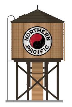 Broadway Limited Imports Water Tower Broadway Limited Imports 7921 HO Scale Wood Water Tower - Northern Pacific NP (Operating/Sound)