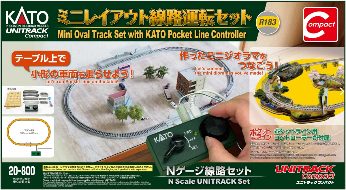 Kato N 20-800 Mini Oval Track Set with Pocket Line Controller, Unitrack