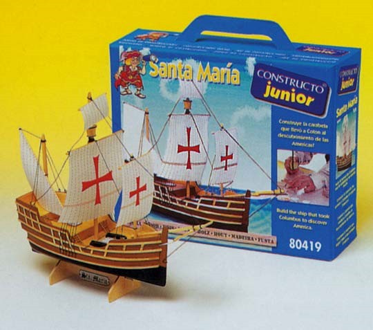 Constructo Model WOODEN SHIP MODEL Contructo Model Ships Junior Santa Maria 3-Masted Sailing Ship w/solid wood hull (Beginner Kit)
