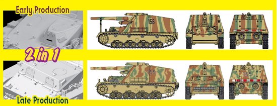 Dragon MILITARY MODEL Dragon 1/35 Sd.Kfz.165 Hummel Early/Late Production (2 in 1) Smart Kit