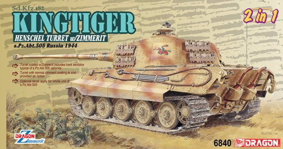 Dragon MILITARY MODEL Dragon 1/35 SdKfz 182 sPzAbt505 King Tiger Henschel Production Tank w/Zimmerit Russia 1944 (2 in 1) Kit