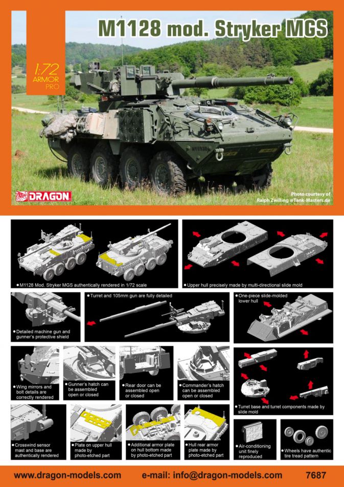 Dragon MILITARY MODEL Dragon 1/72 M1128 Mod. Stryker MDS Vehicle Kit