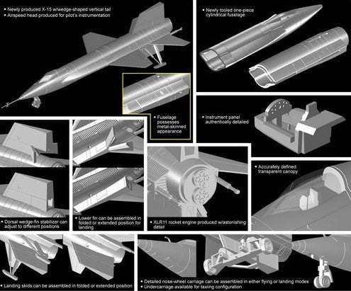 Dragon MODEL AIRPLANES Dragon 1/144 X15 USAF Rocket-Pwd Experimental Aircraft (2) Kits