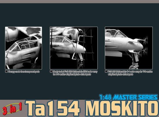 Dragon MODEL AIRPLANES Dragon 1/48 Focke Wulf Ta154 Moskito Aircraft (3 in 1) Kit (Re-Issue)