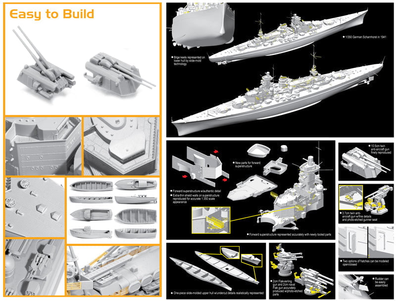 Dragon MODEL SHIPS Dragon 1/350 German Scharnhorst Battleship 1941 Kit