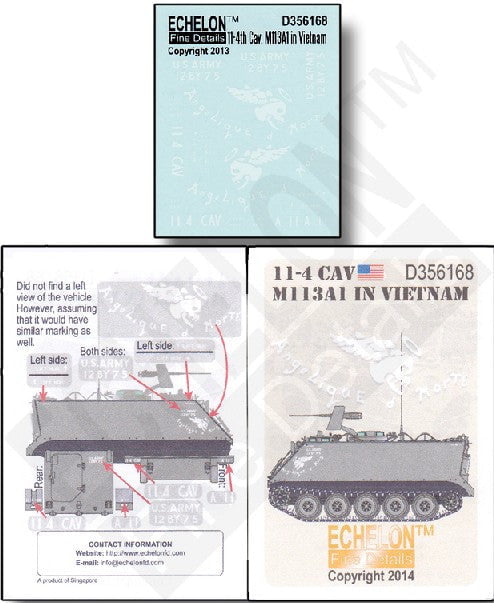 Echelon Decals DECALS Echelon Decals 1/35 11-4 CAV M113A1 Vietnam