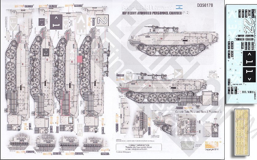Echelon Decals DECALS Echelon Decals 1/35 Achzarit Cruel Lady Early IDF Heavy Armored Personnel Carrier Pt.2 w/Photo-Etch for MGK