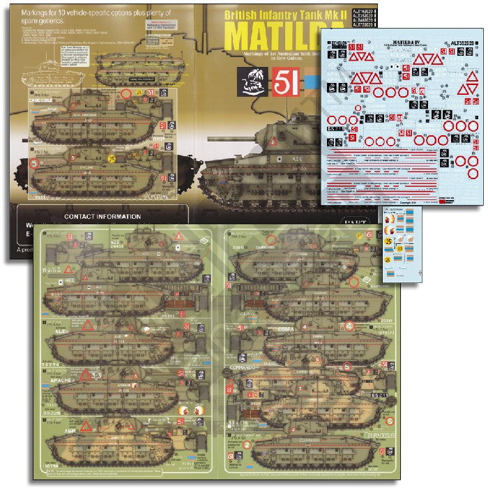 Echelon Decals DECALS Echelon Decals 1/35 British Inf Mk II Matilda 1st Australian Battalion New Guinea Pt2