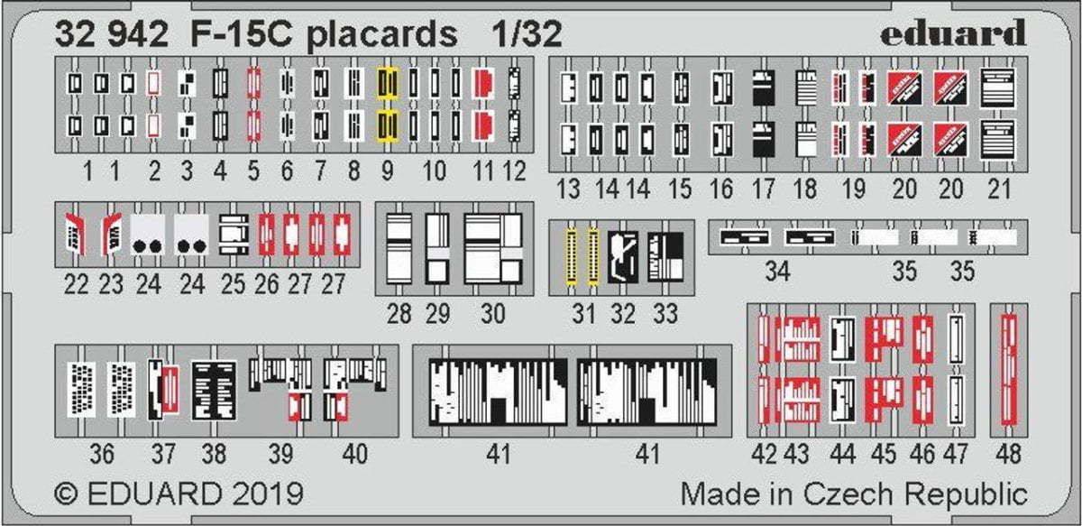 Eduard Eduard 1/32 F-15C Placards for Tamiya (Pre-Painted)