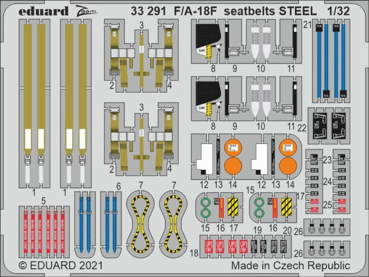 Eduard Eduard 1/32 F/A-18F Seatbelts Steel for Revell (Pre-Painted)