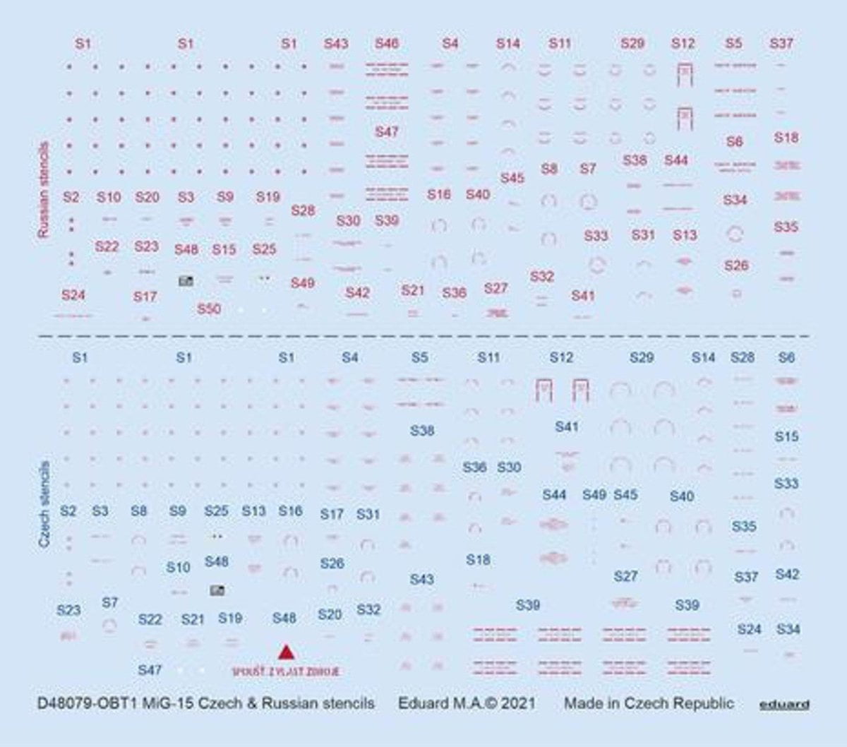 Eduard Eduard 1/48 Decal MiG-15 Czech & Russian stencils for Bronco / Hobby 2000