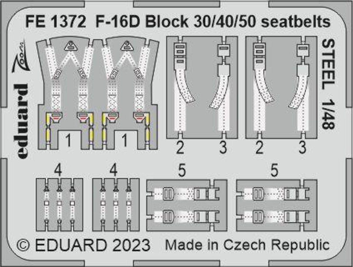 Eduard Eduard 1/48 F-16D Block 30/40/50 seatbelts Steel for Kinetic