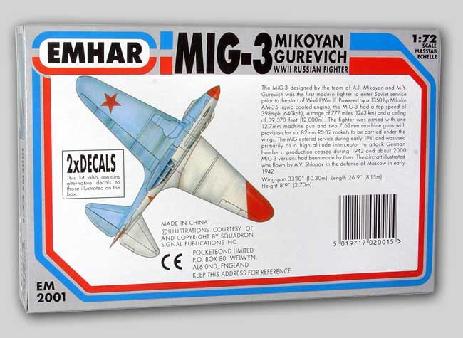 Emhar MODEL AIRPLANES Emhar 1/72 WWII MiG3 Russian Fighter Kit
