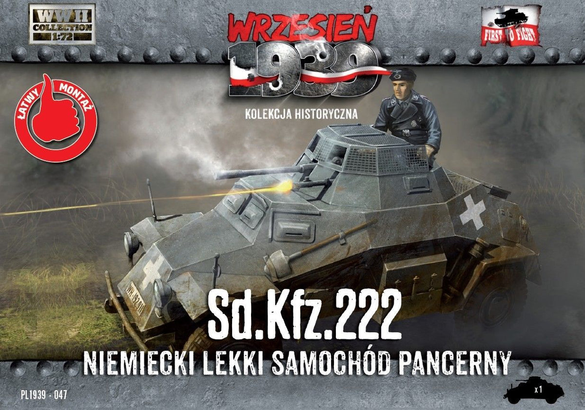 First to Fight MILITARY MODEL First To Fight 1/72 WWII SdKfz 222 German Light Armored Tank Kit