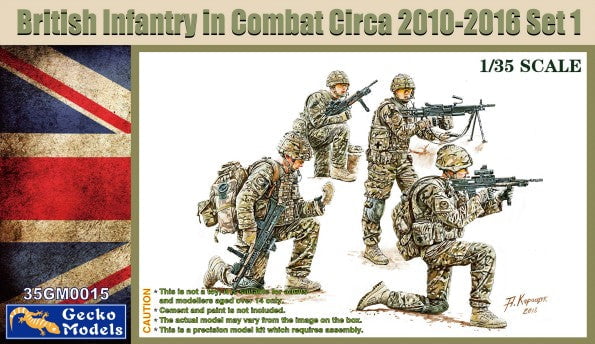 Gecko MILITARY MODEL Gecko 1/35 British Infantry in Combat 2010-12 Set 1 (4) (New Tool) Kit
