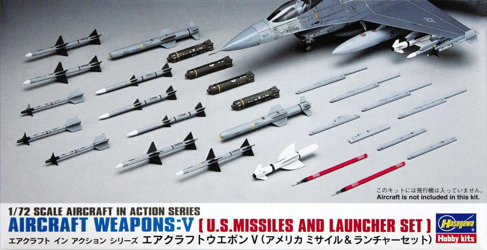 Hasegawa MODEL AIRPLANES Hasegawa 1/72 Weapons V - US Missiles & Launcher Set Kit