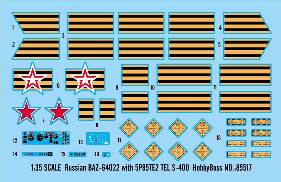 Hobby Boss MILITARY MODEL Hobby Boss 1/35 Russian BAZ-64022 w/5P85TE2 TEL S-400 Kit