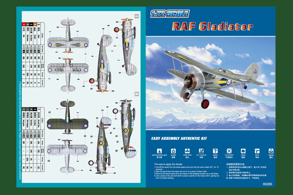 Hobby Boss MODEL AIRPLANES Hobby Boss 1/72 RAF Gladiator Kit