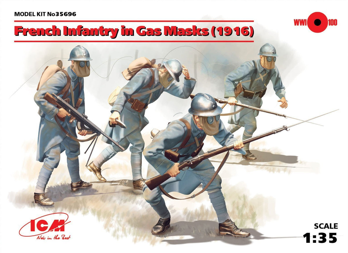 ICM Models MILITARY MODEL ICM Models 1/35 French Infantry in Gas Masks 1916 (4) Kit